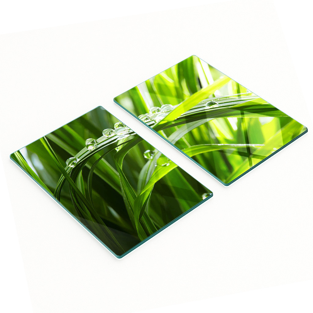 Dekorative, Multifunktionale Glasplatten Aus Gehärtetem Glas, Motiv: Grastropfen, 2 X 40 X 52 Cm