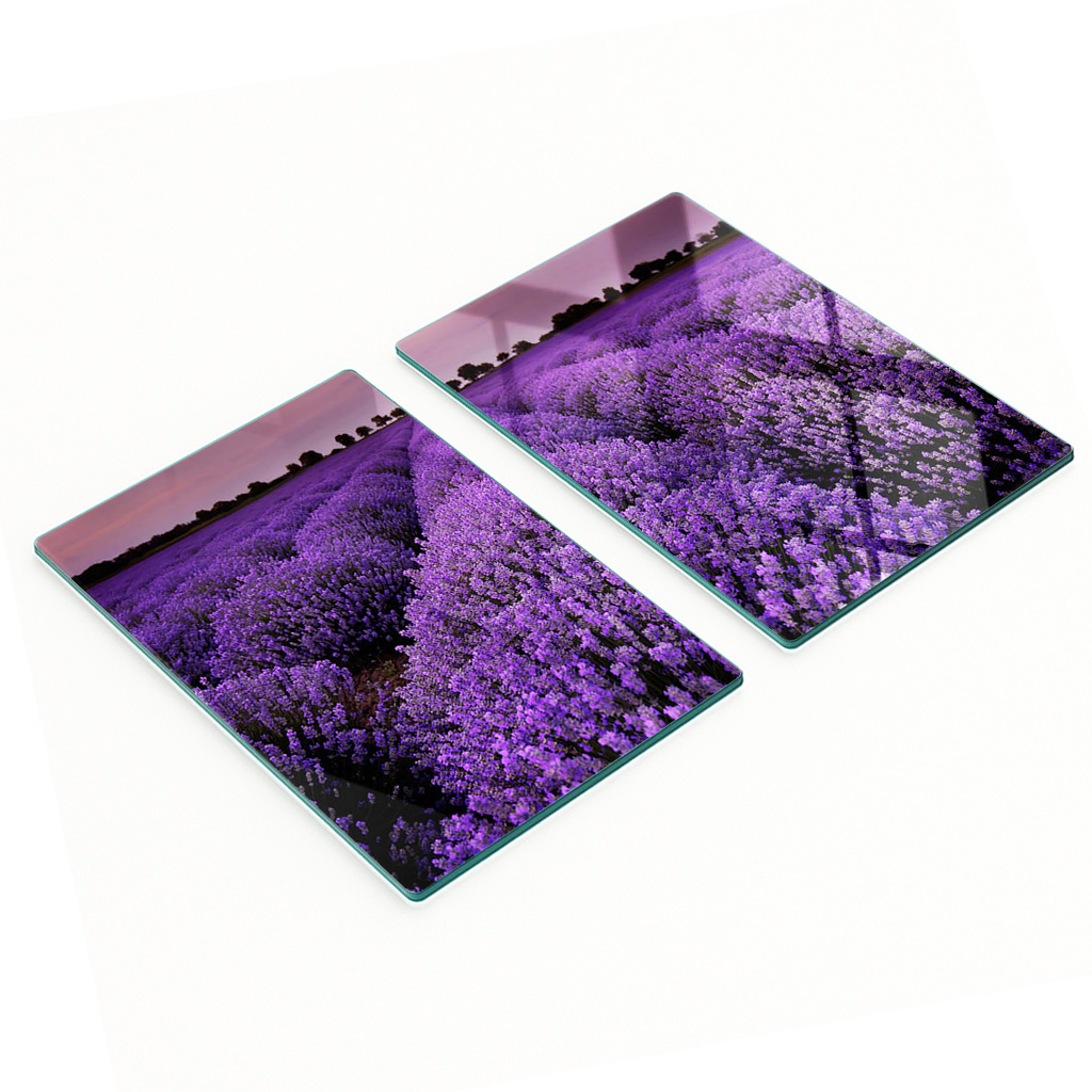 Dekorative, Multifunktionale Glasplatten Aus Gehärtetem Glas, Lavendelfeld, 2 X 40 X 52 Cm
