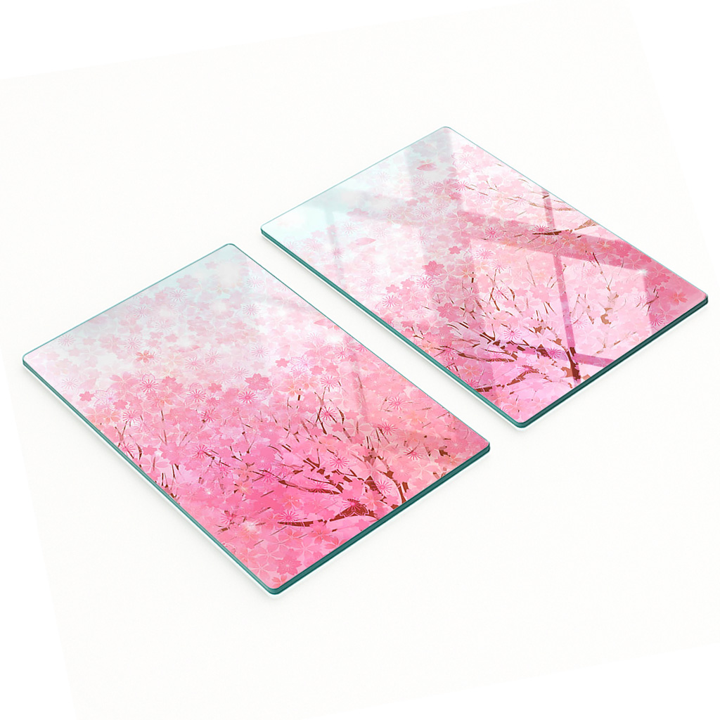 Dekorative, Multifunktionale Glasplatten Aus Gehärtetem Glas Mit Kirschblütenmuster, 2 X 40 X 52 Cm