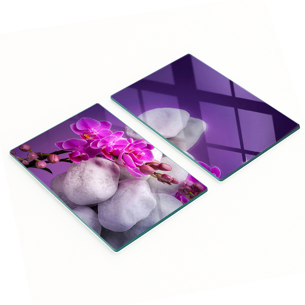 Multifunktionale Dekorative Glasplatten Mit Orchideenmuster, 2 X 40 X 52 Cm
