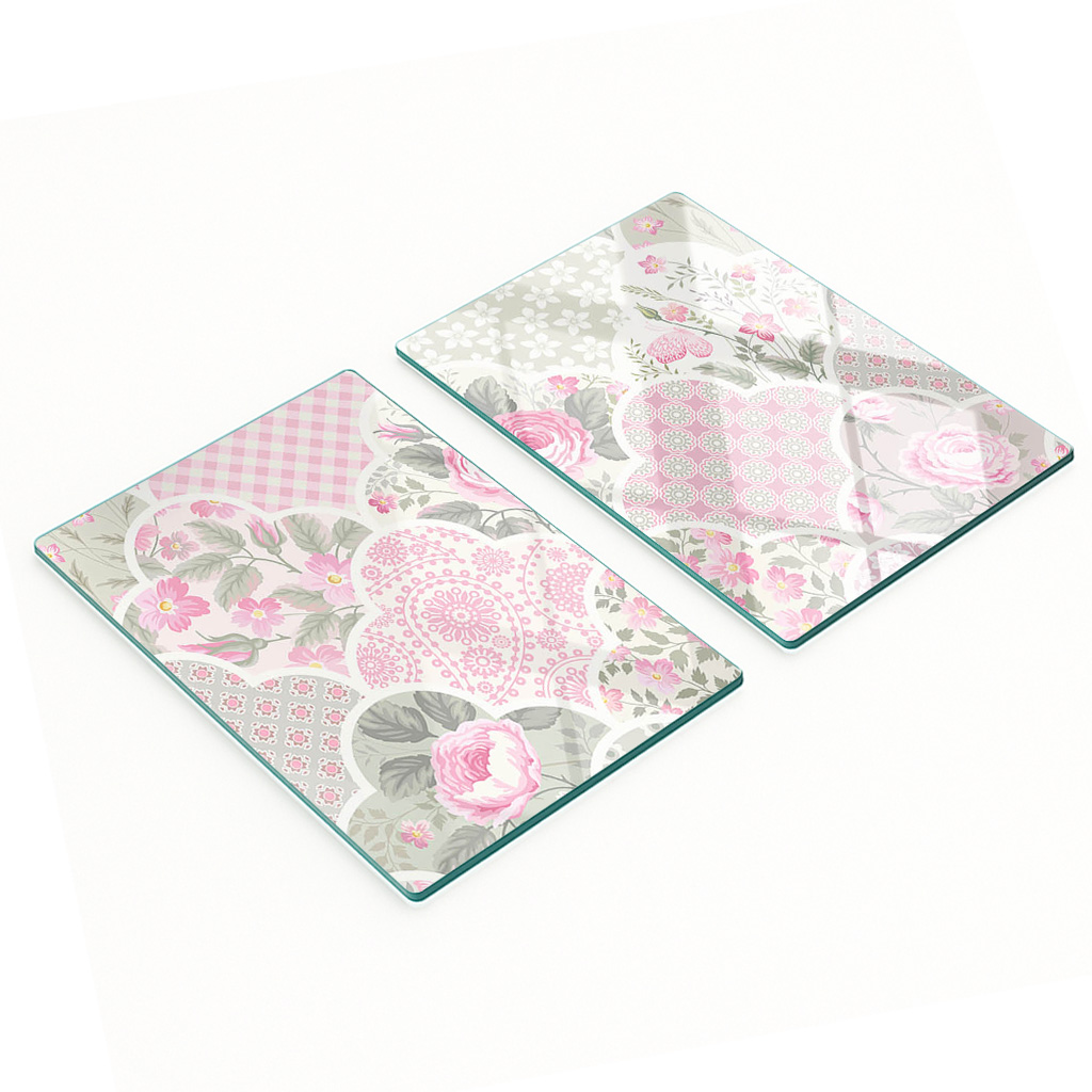 Multifunktionale, Dekorative Glasplatten Für Die Küche Mit Rosen- Und Ornamentmotiven, 2 X 40 X 52 Cm