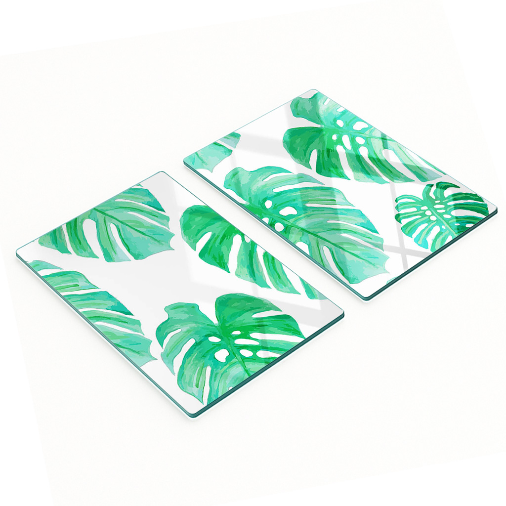 Multifunktionale, Dekorative Glasplatten Für Die Küche, Monstera-motiv, 2 X 40 X 52 Cm