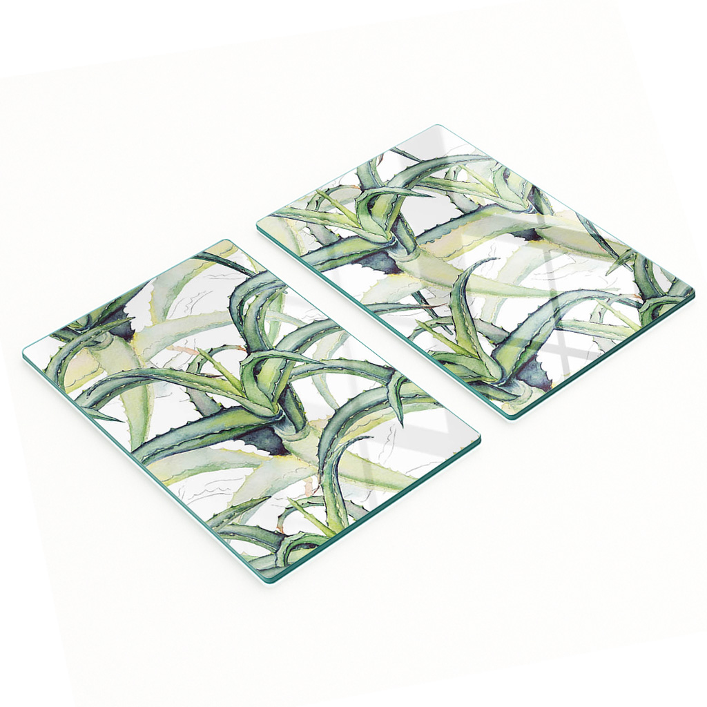 Multifunktionale Dekorative Glasplatten Mit Aloe-print, 2 X 40 X 52 Cm
