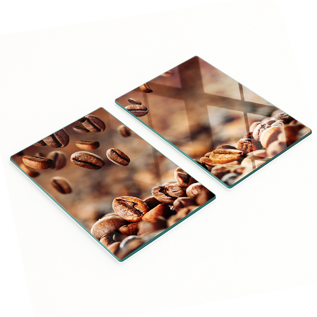 Multifunktionale, Dekorative Glasplatten Für Die Küche, Kaffeebohnen-motiv, 2 X 40 X 52 Cm