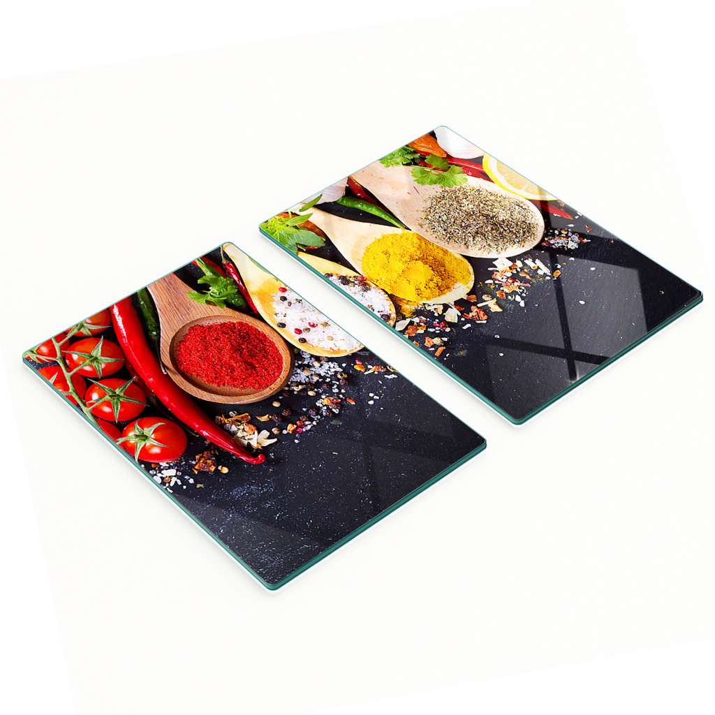 Set Aus Zwei Glas-küchenbrettern Für Gewürzmischungen, 2 X 40 X 52 Cm