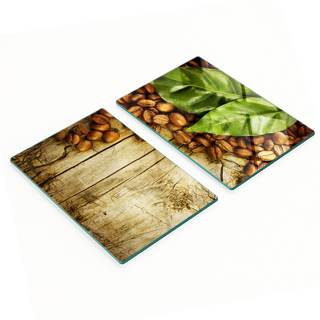 Stilvolle Und Robuste Glasplatten Mit Lorbeerblatt-print, 2 X 40 X 52 Cm