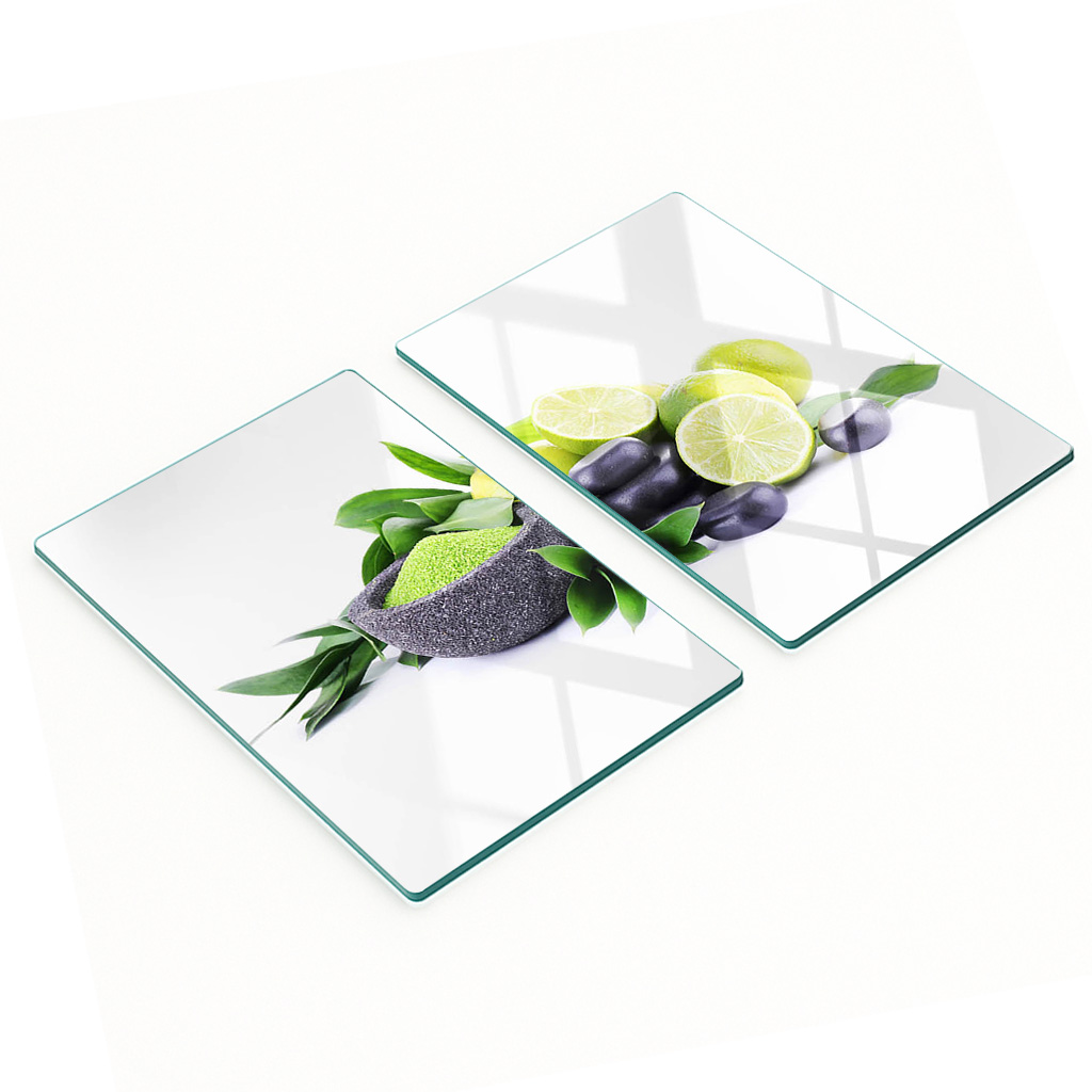 Robuste Und Stilvolle Glasplatten Mit Kalk- Und Steinmuster, 2 X 40 X 52 Cm