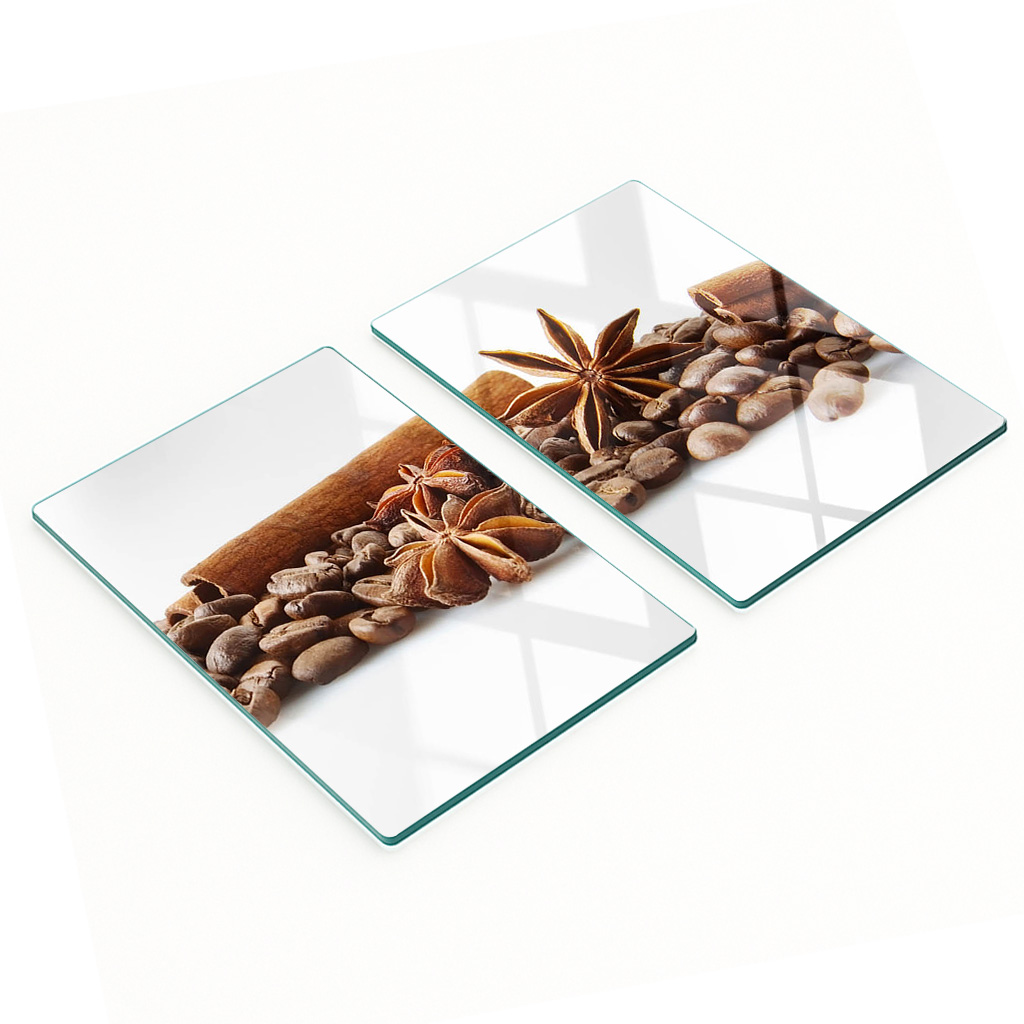 Servierbretter Aus Glas, Kaffeebohnen Und Zimt, 2 X 40 X 52 Cm