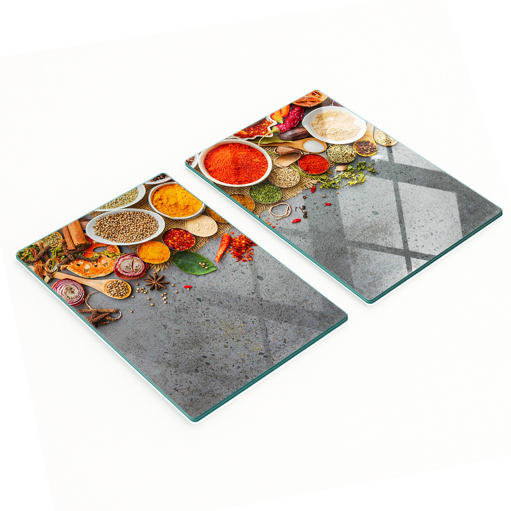 Robuste Und Stilvolle Glasbretter Mit Gewürzmuster, 2 X 40 X 52 Cm