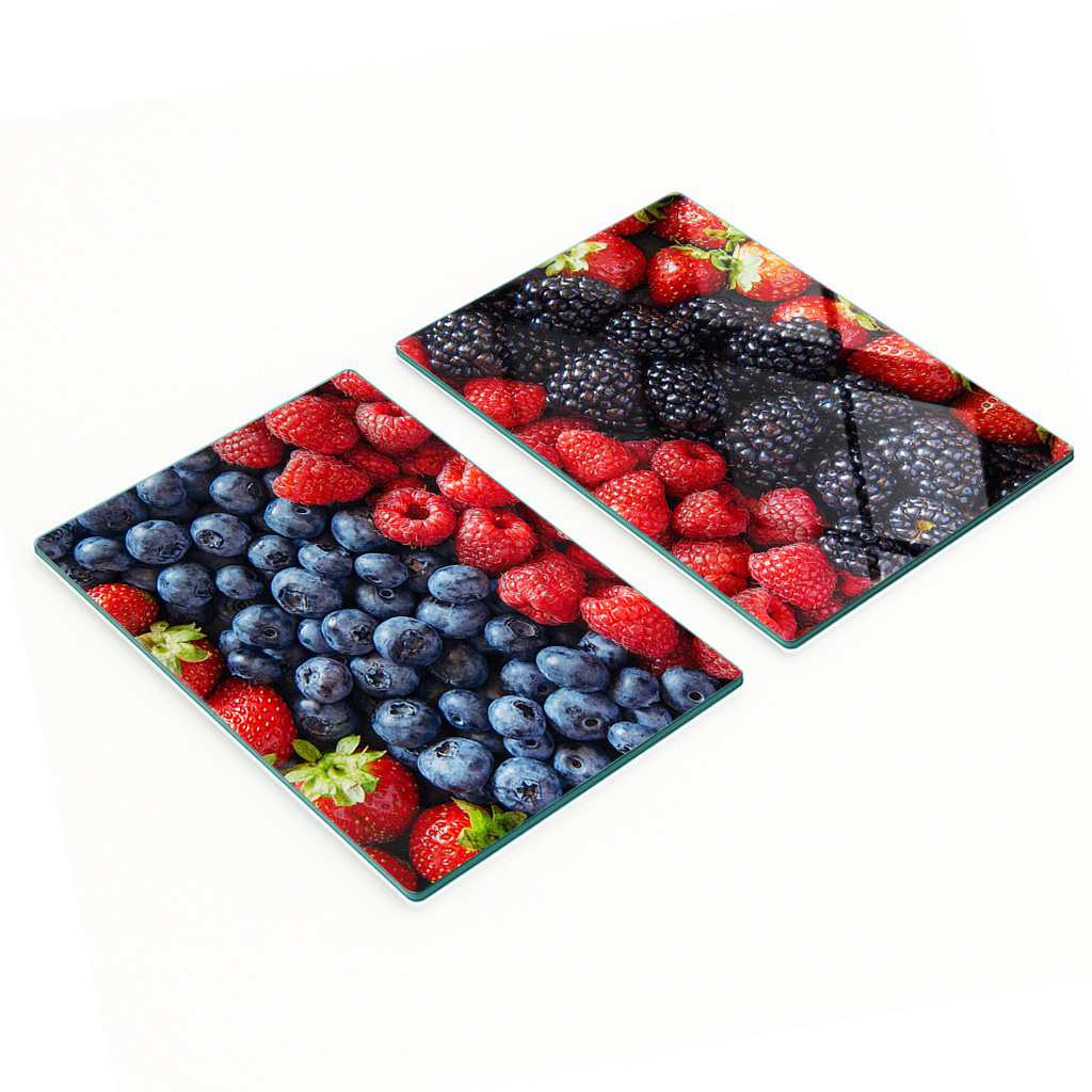Dekorative, Multifunktionale Glasplatten Aus Gehärtetem Glas, Motiv: Waldfrüchte, 2 X 40 X 52 Cm