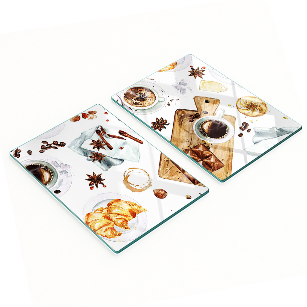 Dekorative Glas-schneide- Und Servierbretter Für Den Morgenkaffee 2x40x52 Cm
