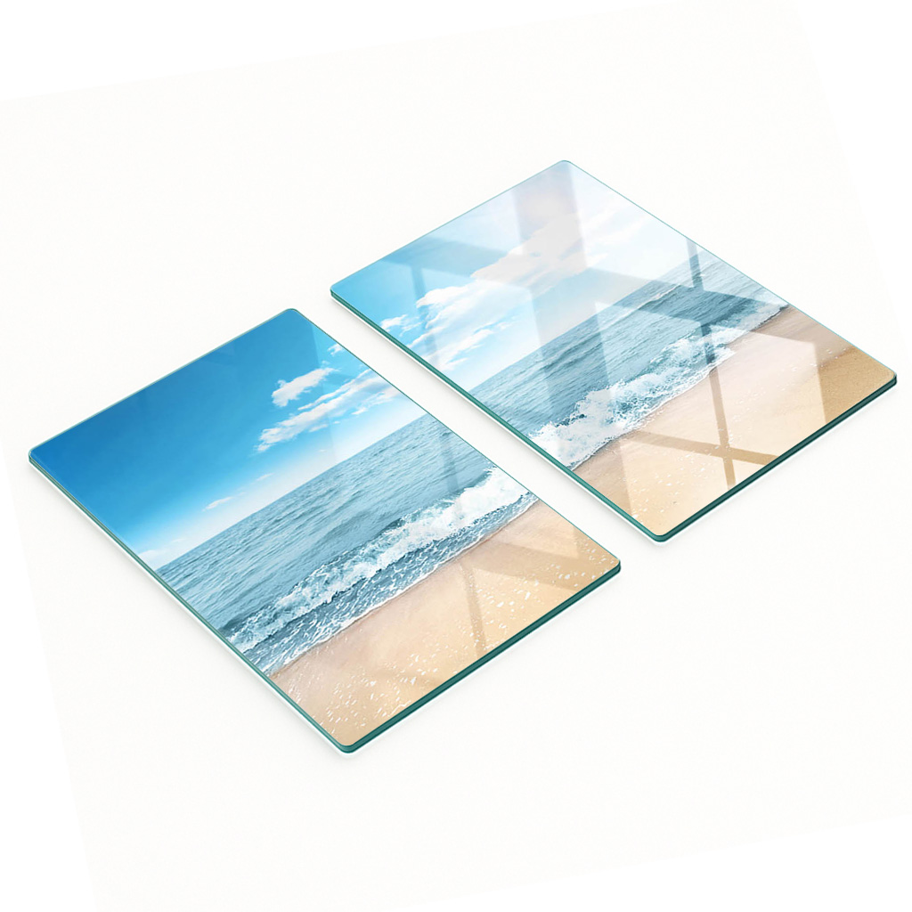Multifunktionale Dekorative Glasplatten Mit Strandmotiv, 2 X 40 X 52 Cm