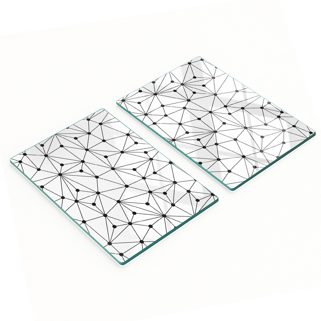 Dekorative Glas-küchenschneidebretter Mit Linien- Und Kreismuster, 2 X 40 X 52 Cm