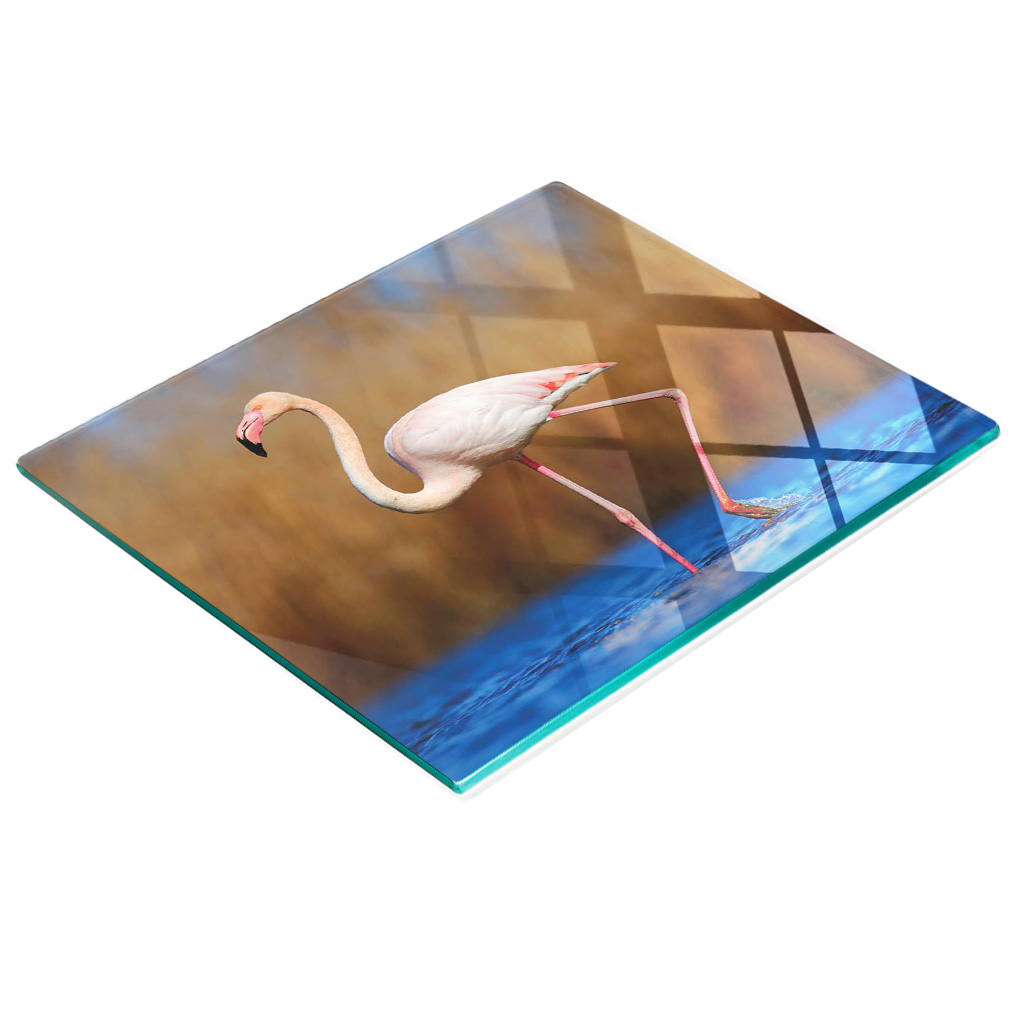 Multifunktionale Küchen-dekorationsplatte Aus Gehärtetem Glas, Flamingo-motiv, 60 X 52 Cm