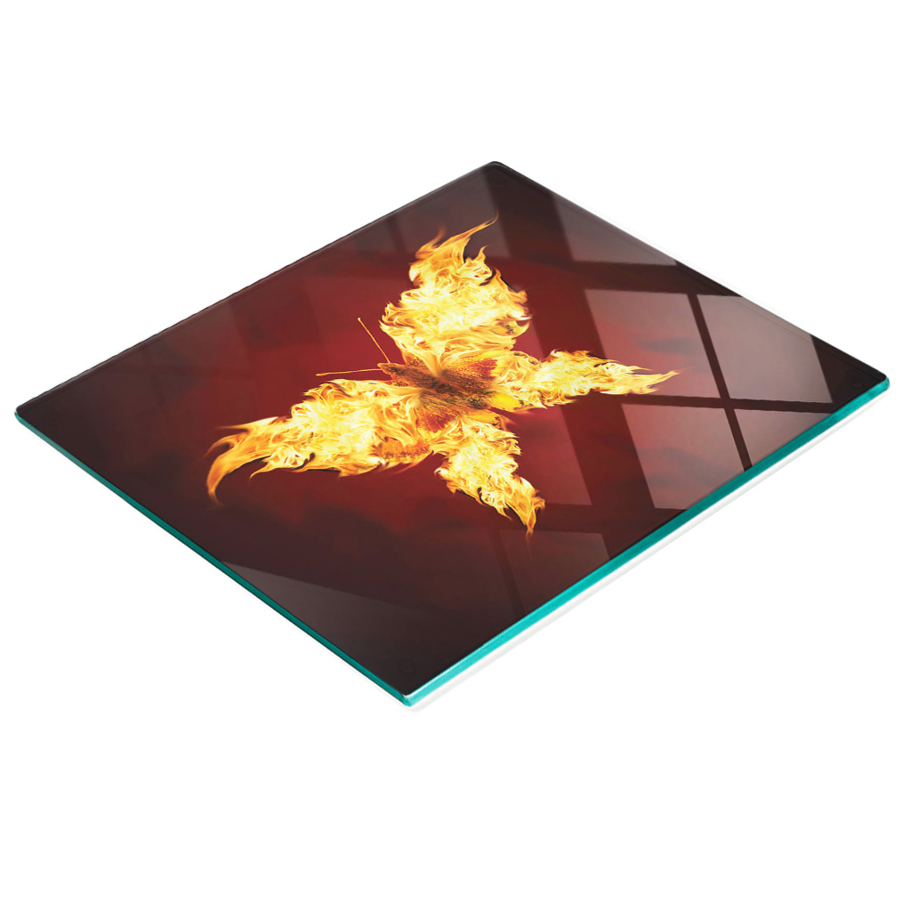 Dekorative Glasplatte Mit Schmetterlingsmotiv Zum Servieren Von Snacks, 60 X 52 Cm