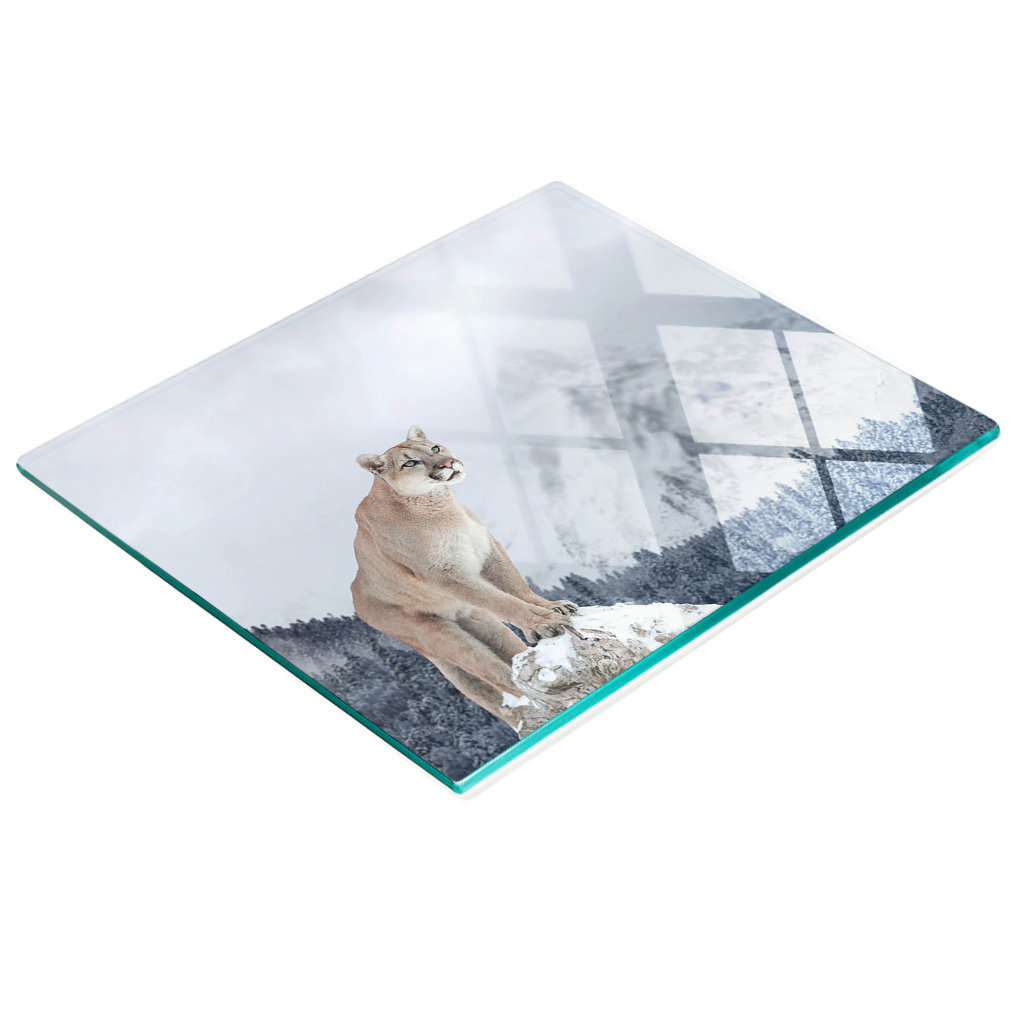 Dekorative Glasplatte Mit Grafik Zum Servieren Von Snacks Puma 60x52 Cm
