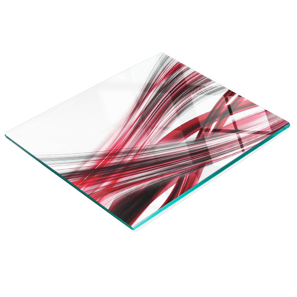 Stilvolle Und Robuste Glasplatte Mit Abstraktem Linienmuster, 60 X 52 Cm