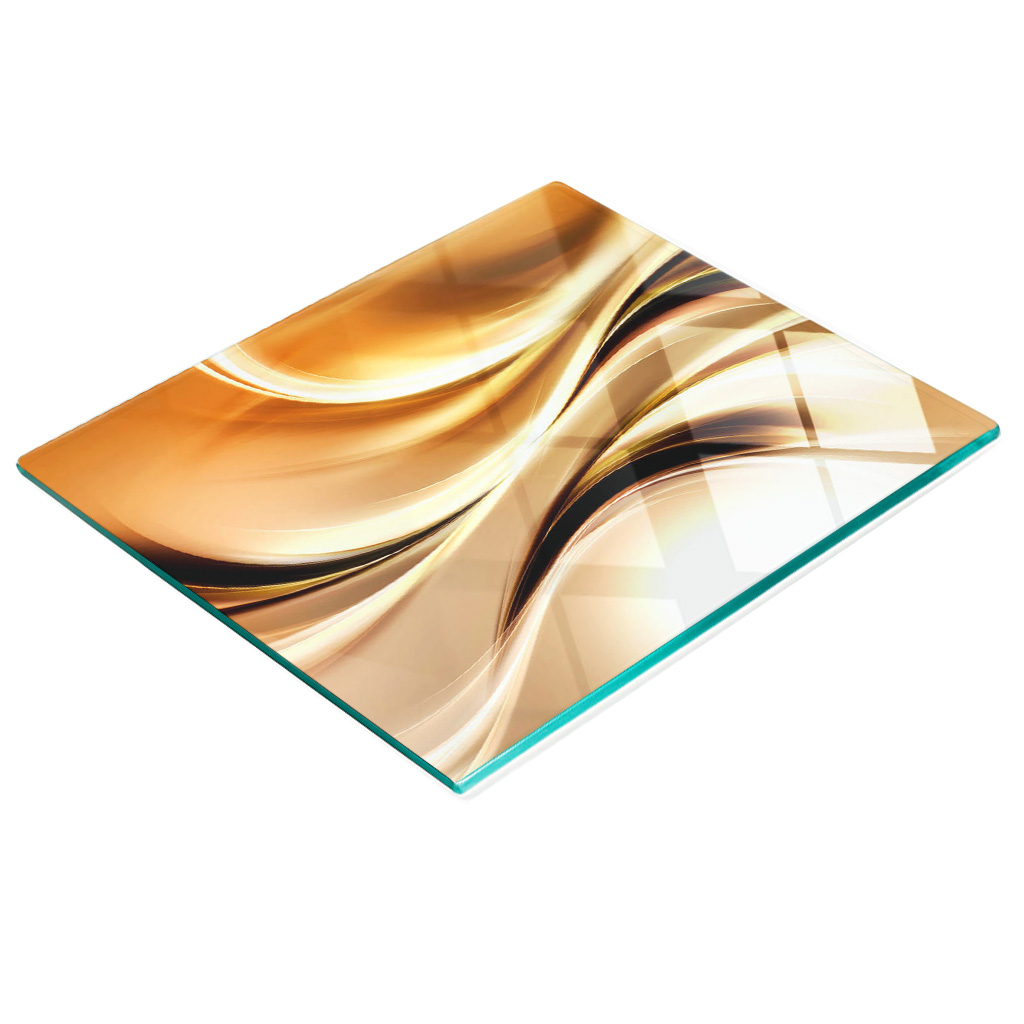 Stilvolle Und Robuste Glasplatte Mit Abstraktem Wellenmuster, 60 X 52 Cm