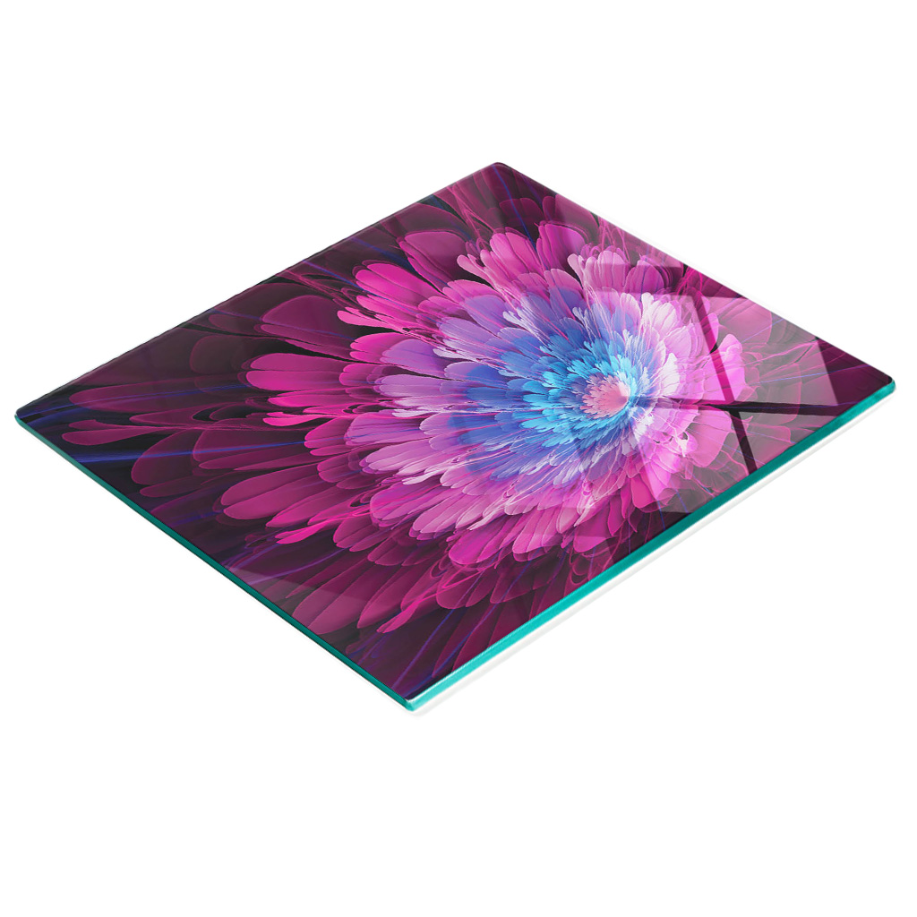 Multifunktionale, Dekorative Küchen-glasplatte „fraktalblume“, 60 X 52 Cm
