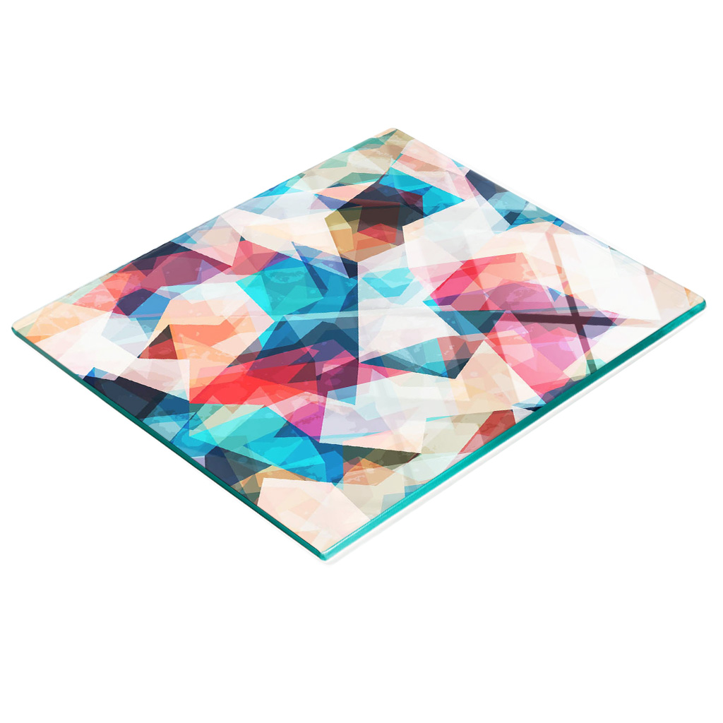 Robuste Und Stilvolle Glasplatte Mit Abstraktem Mosaikmuster, 60 X 52 Cm