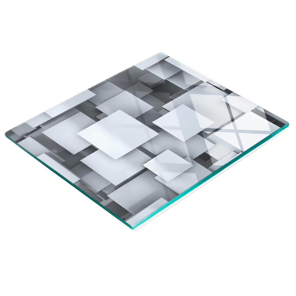 Robuste Und Stilvolle Glasplatte Mit 3d-blockmuster, 60 X 52 Cm