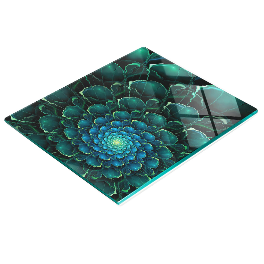 Multifunktionale, Dekorative Küchenglasplatte Mit Spiralblumenmuster, 60 X 52 Cm