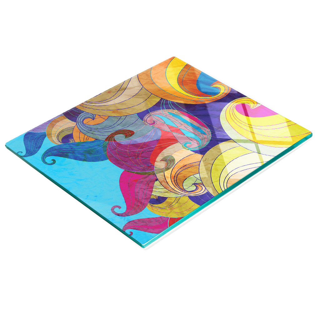 Stilvolle Und Robuste Glasplatte Mit Abstraktem Muster, 60 X 52 Cm