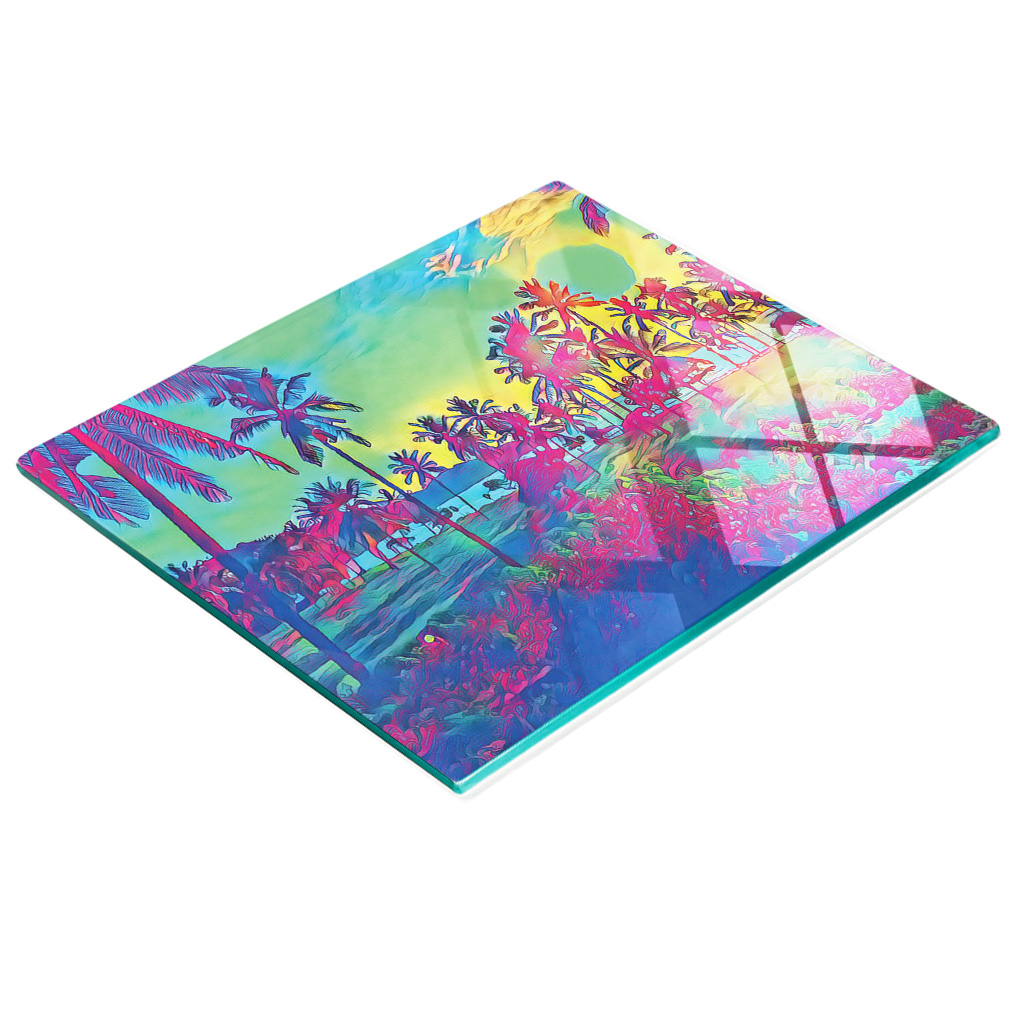 Dekorative Glasplatte Mit Palmenmotiv Zum Servieren Von Snacks, 60 X 52 Cm