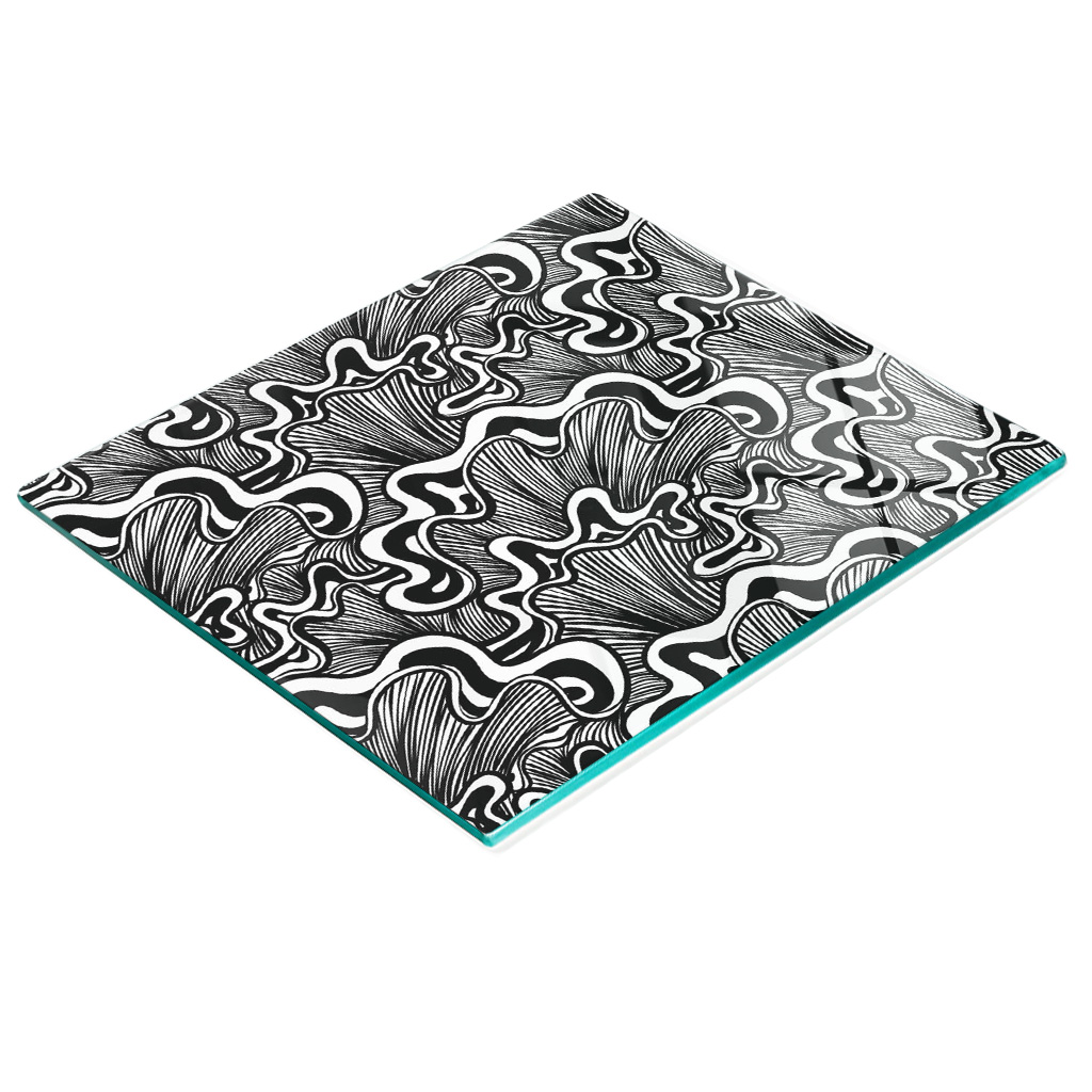 Robuste Und Stilvolle Glasplatte Mit Abstraktem Muschelmuster, 60 X 52 Cm