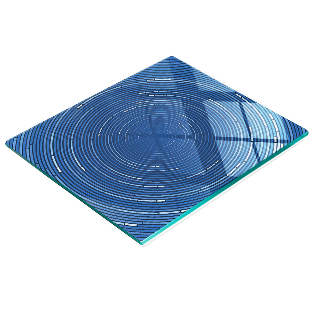 Dekoratives Schneide- Und Servierbrett Aus Glas Mit Abstrakten Kreisen, 60 X 52 Cm