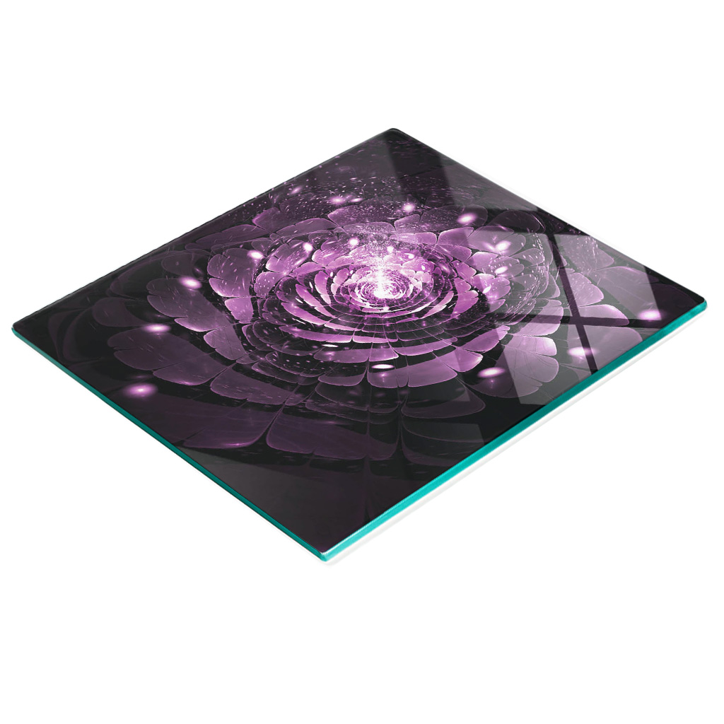 Stilvolle Und Robuste Glasplatte Mit Abstraktem Rosenmuster, 60 X 52 Cm