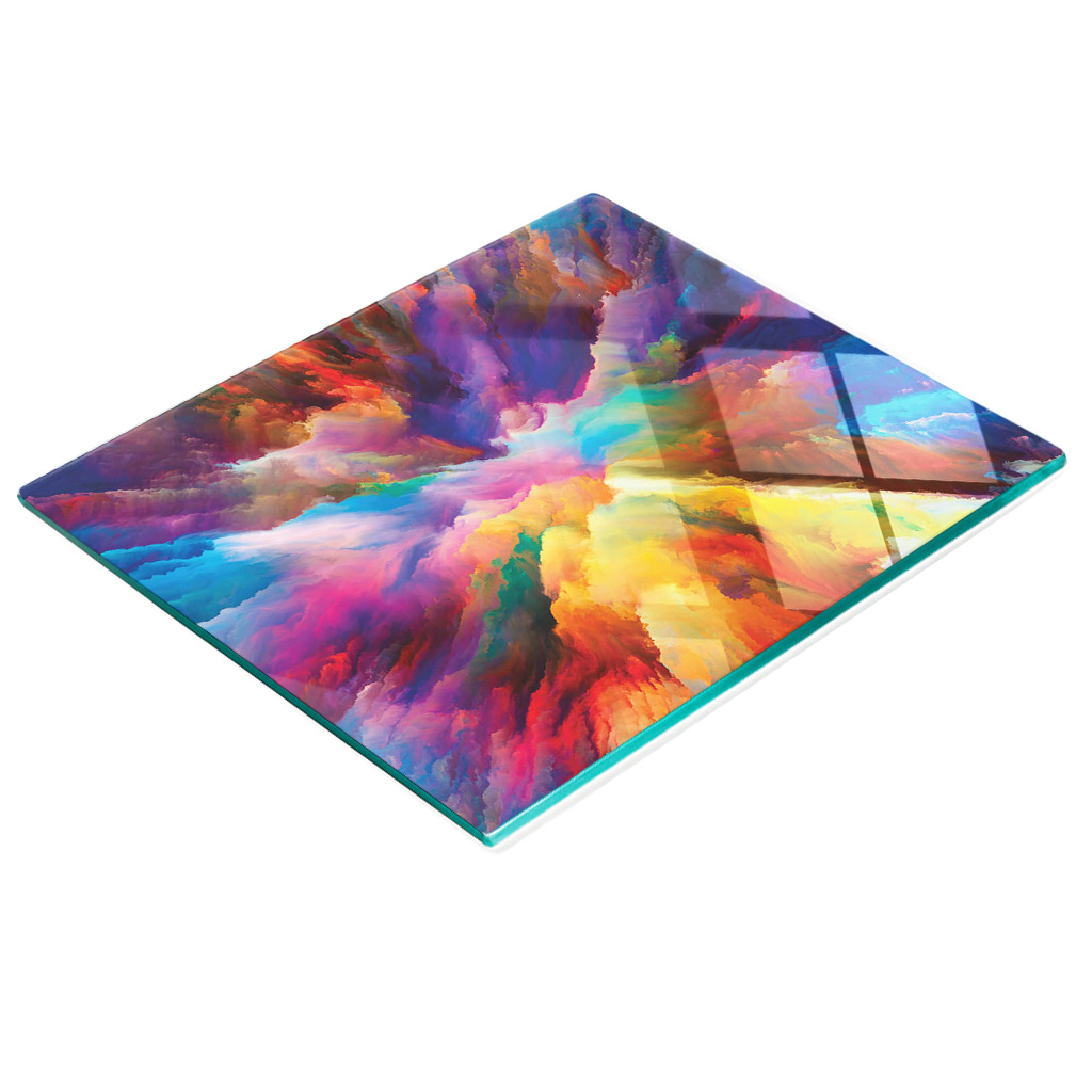 Stilvolle Und Robuste Glasplatte Mit Farbenfrohem Explosionsdruck, 60 X 52 Cm