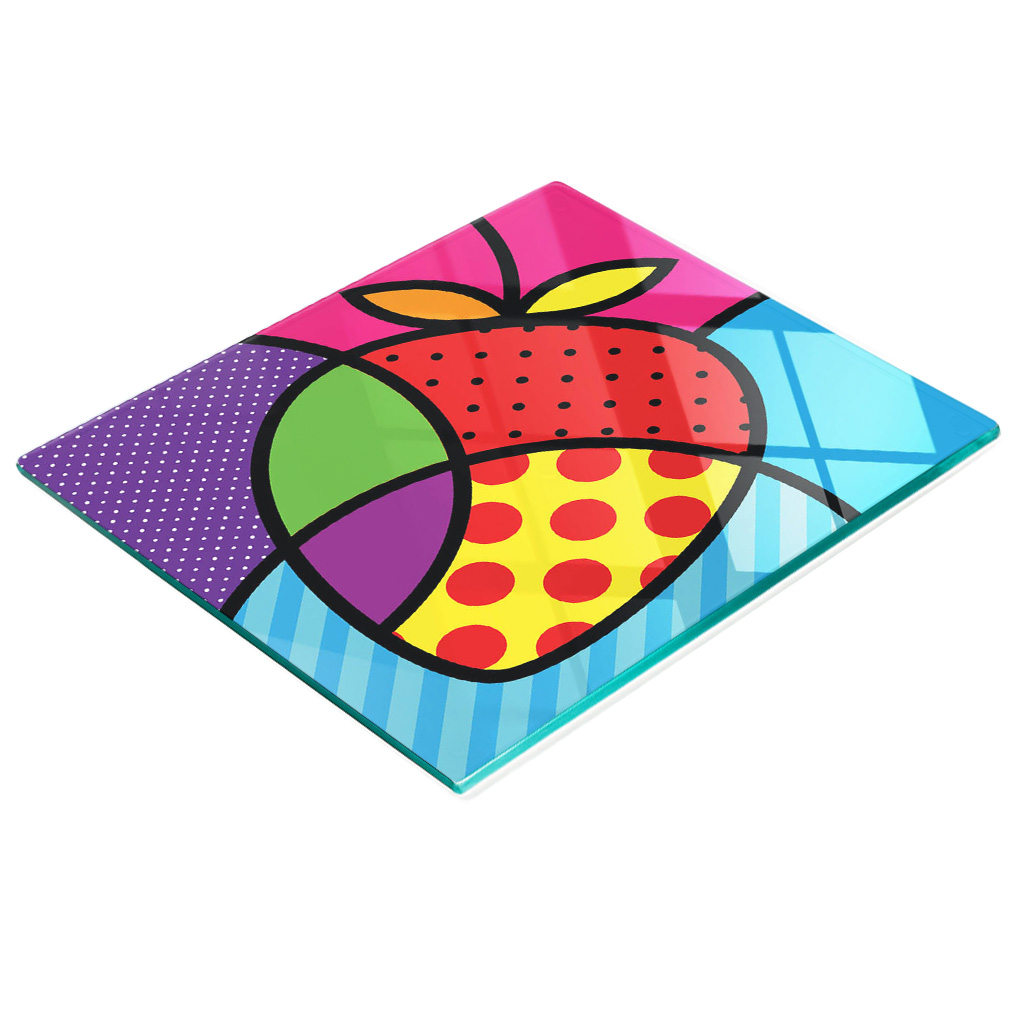 Stilvolle Und Robuste Glasplatte Mit Erdbeer-pop-art-motiv, 60 X 52 Cm