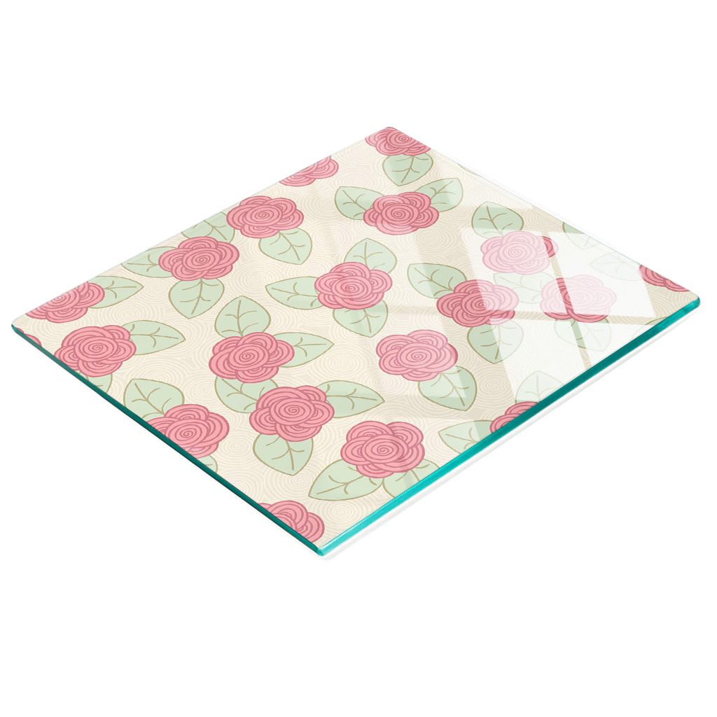 Dekorative Glasplatte Mit Rosenmotiv Zum Servieren Von Snacks, 60 X 52 Cm
