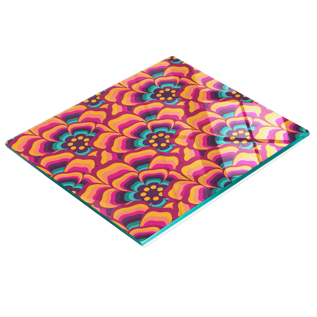 Multifunktionale Dekorative Küchenglasplatte Mit Blumenmuster, 60 X 52 Cm
