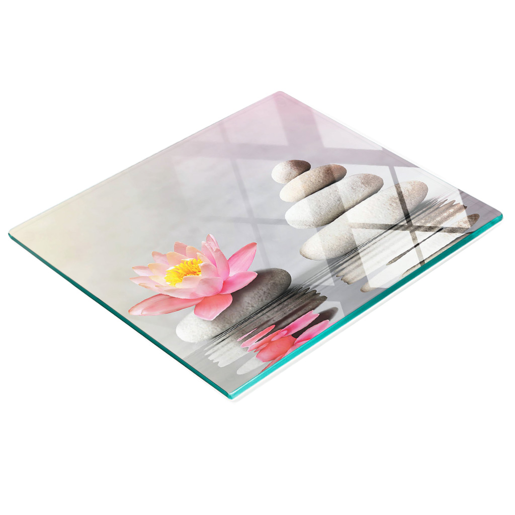 Multifunktionale Dekorative Glasplatte Mit Spa-stein-motiv, 60 X 52 Cm