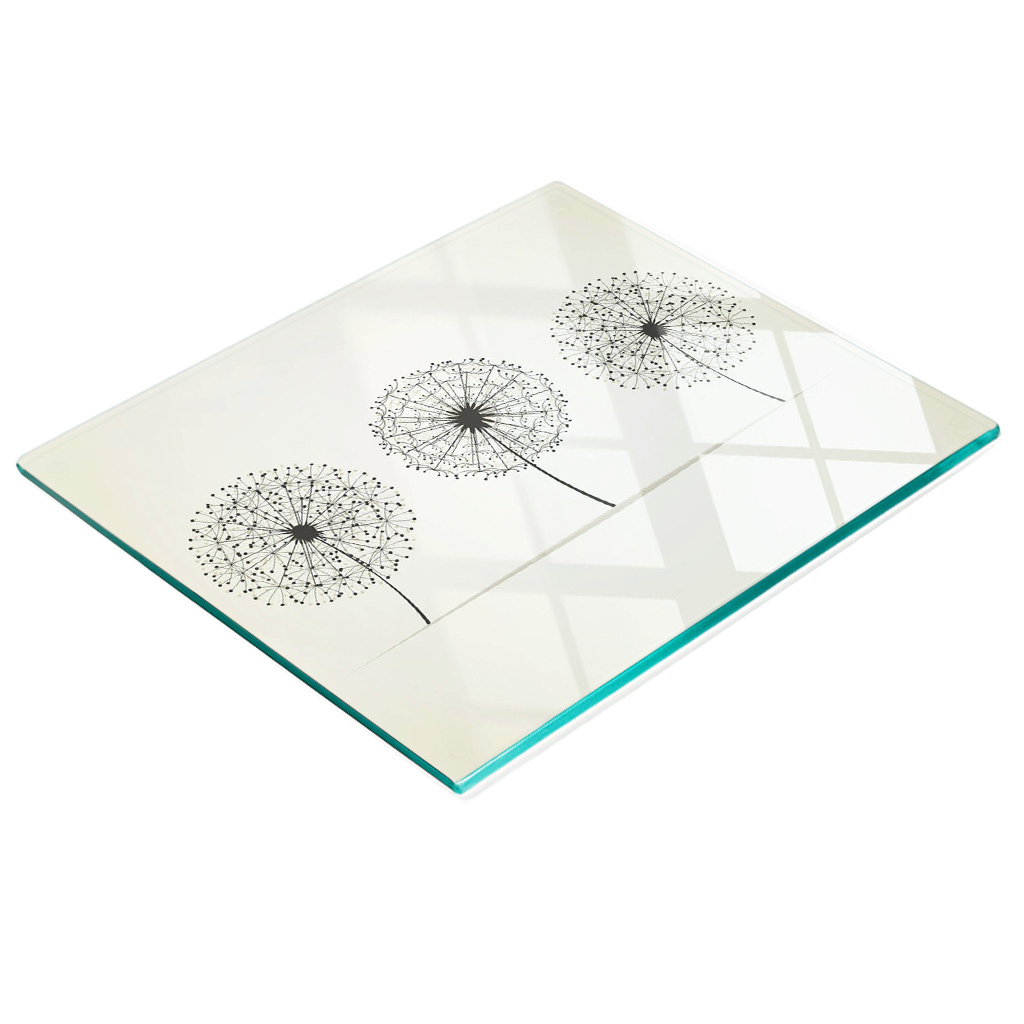 Dekorative, Multifunktionale Glasplatte Aus Gehärtetem Glas, Löwenzahn-motiv, 60 X 52 Cm