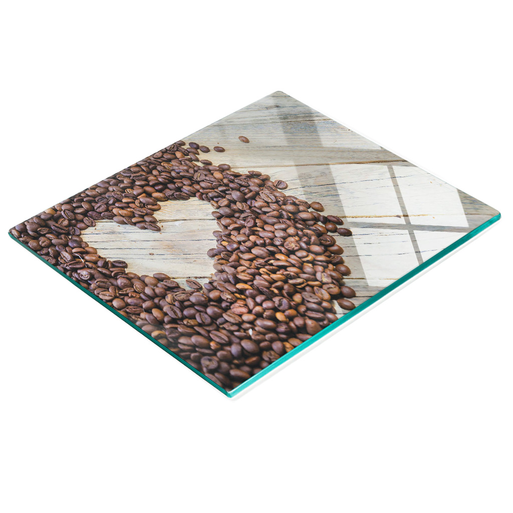 Stilvolles Und Robustes Glasbrett Mit Kaffeebohnen-herzmuster, 60 X 52 Cm