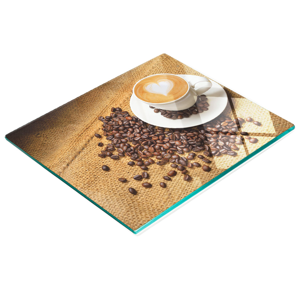 Dekoratives Küchenschneidebrett Aus Glas Für Latte-kaffeebohnen, 60 X 52 Cm