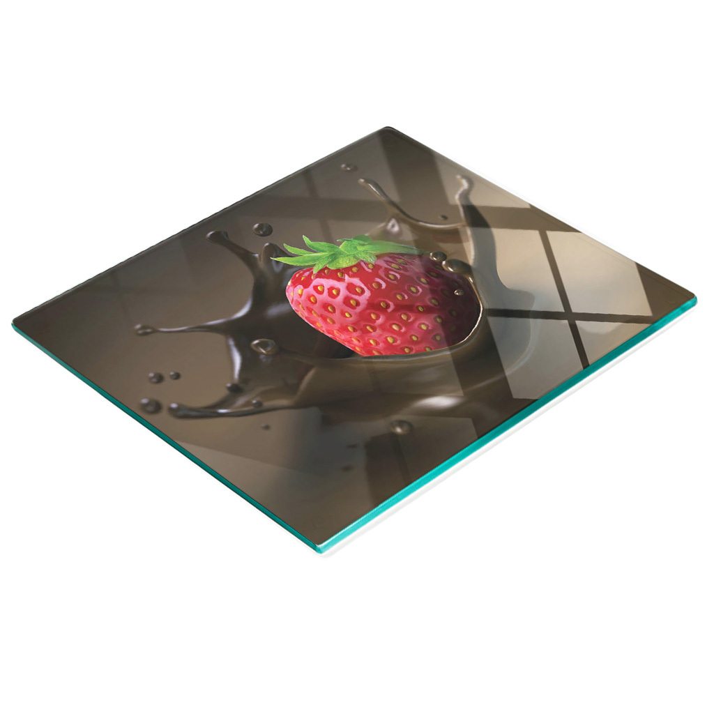 Dekoratives Schneidebrett Aus Gehärtetem Glas, Erdbeer-schokolade, 60 X 52 Cm