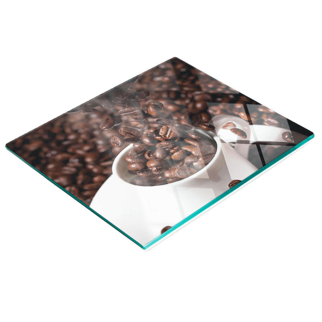 Dekoratives Küchenschneidebrett Aus Glas, Kaffeebohnenbecher, 60 X 52 Cm