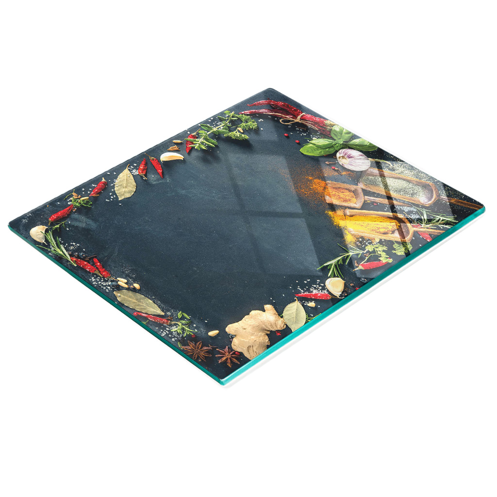 Dekoratives Küchenschneidebrett Aus Glas Für Kräuter Und Gewürze, 60 X 52 Cm