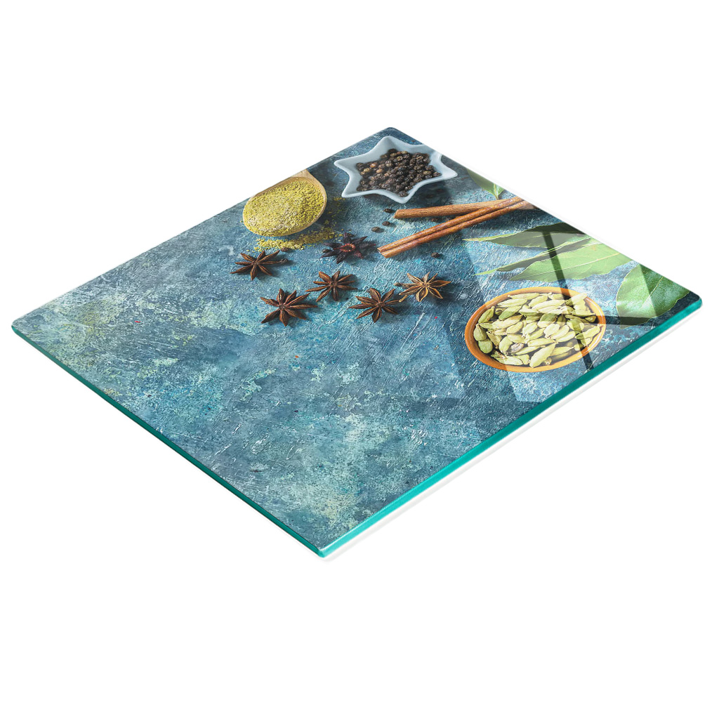 Dekoratives Schneide- Und Servierbrett Aus Glas Mit Gewürzstein 60 X 52 Cm