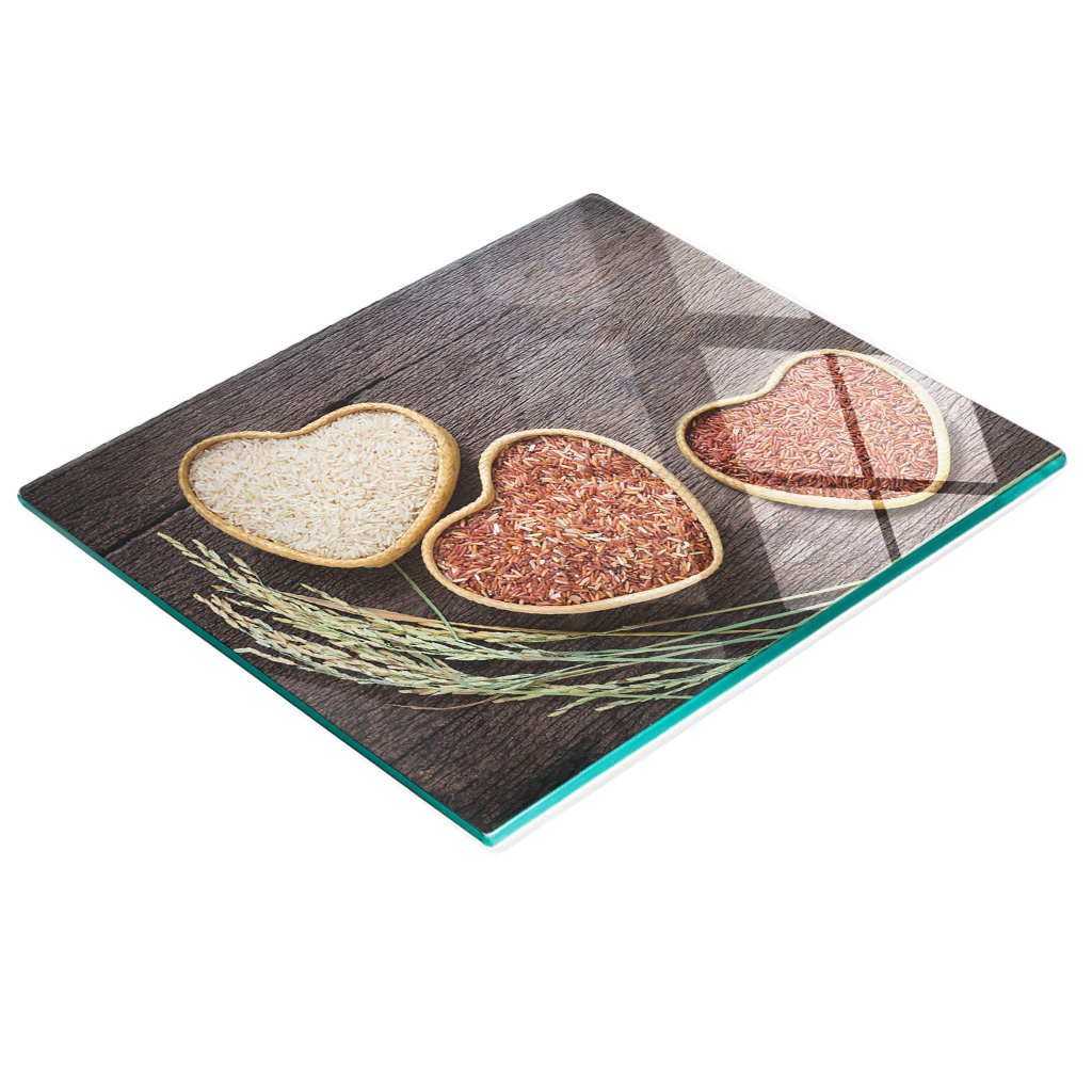 Multifunktionale Dekorative Glasplatte Mit Reisherz-motiv, 60 X 52 Cm
