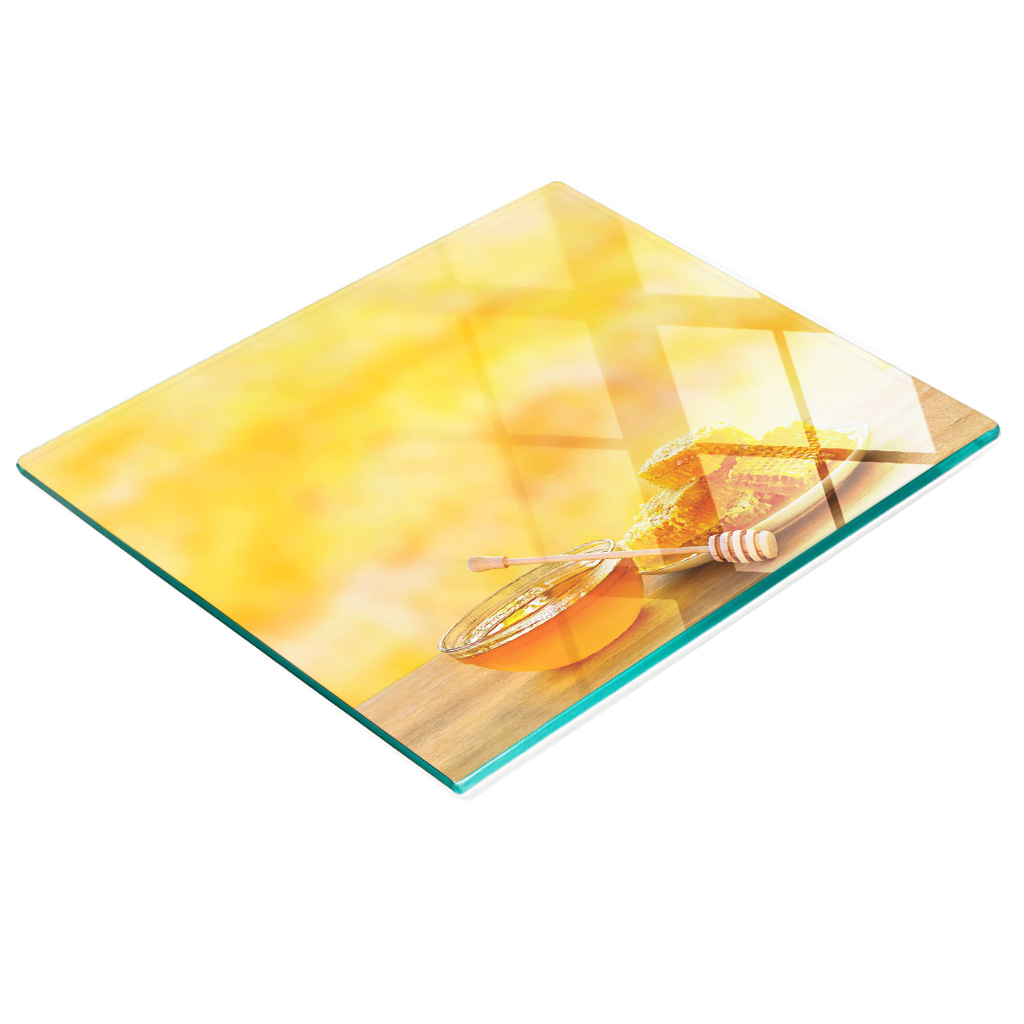 Dekorative Glasplatte Mit Grafiken Zum Servieren Von Honigsnacks, 60 X 52 Cm