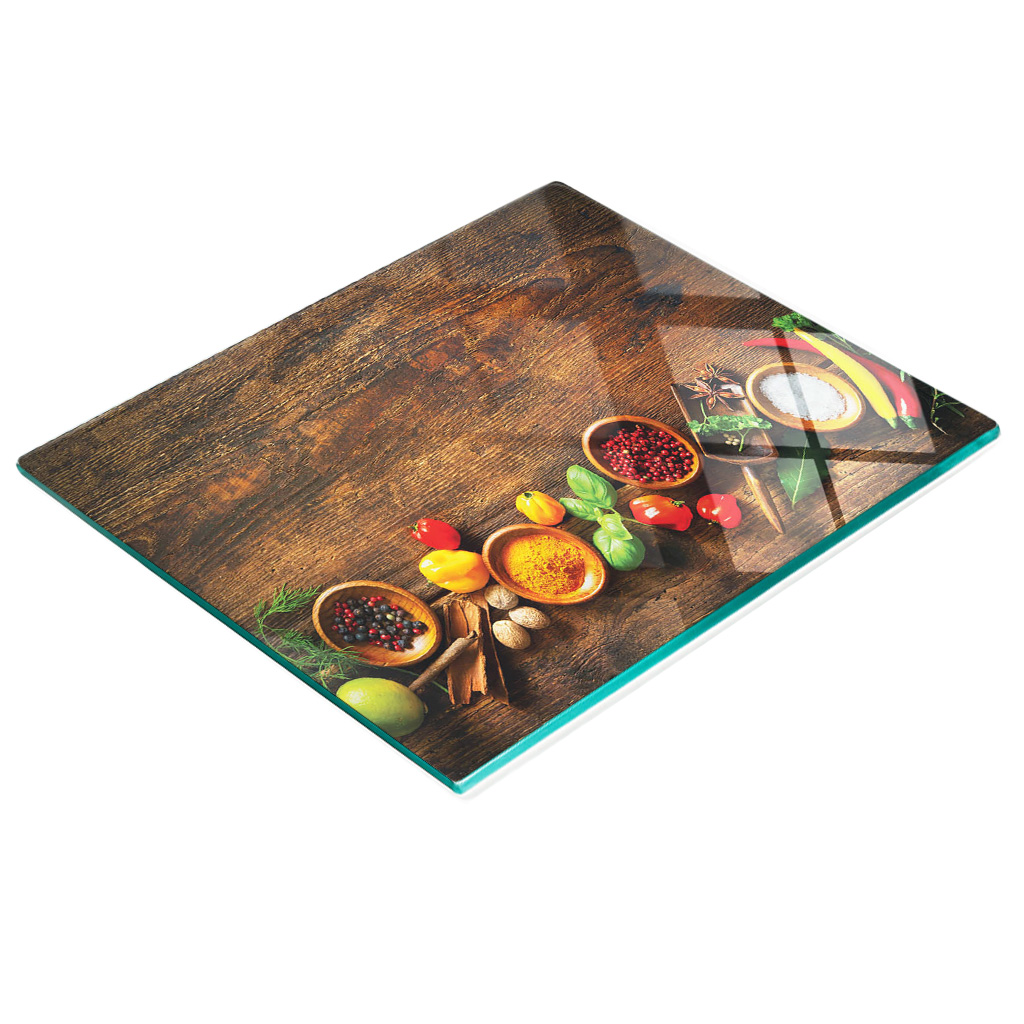 Multifunktionales, Dekoratives Küchenbrett Aus Glas Für Kräuter Und Gewürze, 60 X 52 Cm