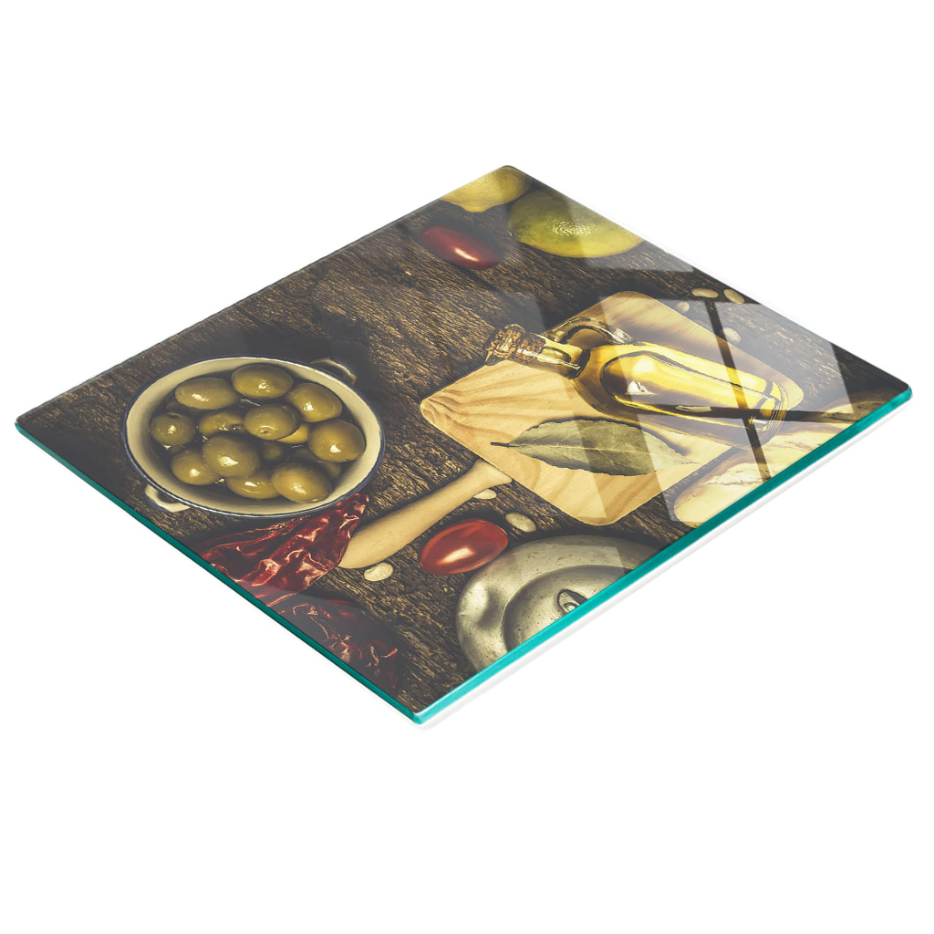 Multifunktionale Dekorative Glasplatte Mit Olivenmuster, 60 X 52 Cm