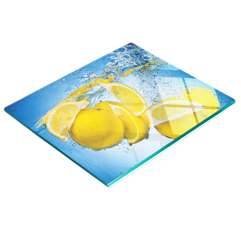 Multifunktionale Dekorative Glasplatte Mit Zitronenwasser-motiv, 60 X 52 Cm