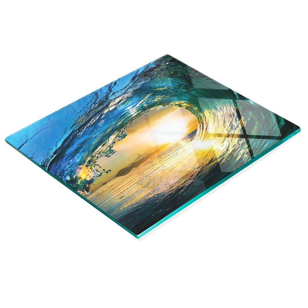 Dekorative, Multifunktionale Glasplatte Aus Gehärtetem Glas, Ozeanwelle, 60 X 52 Cm