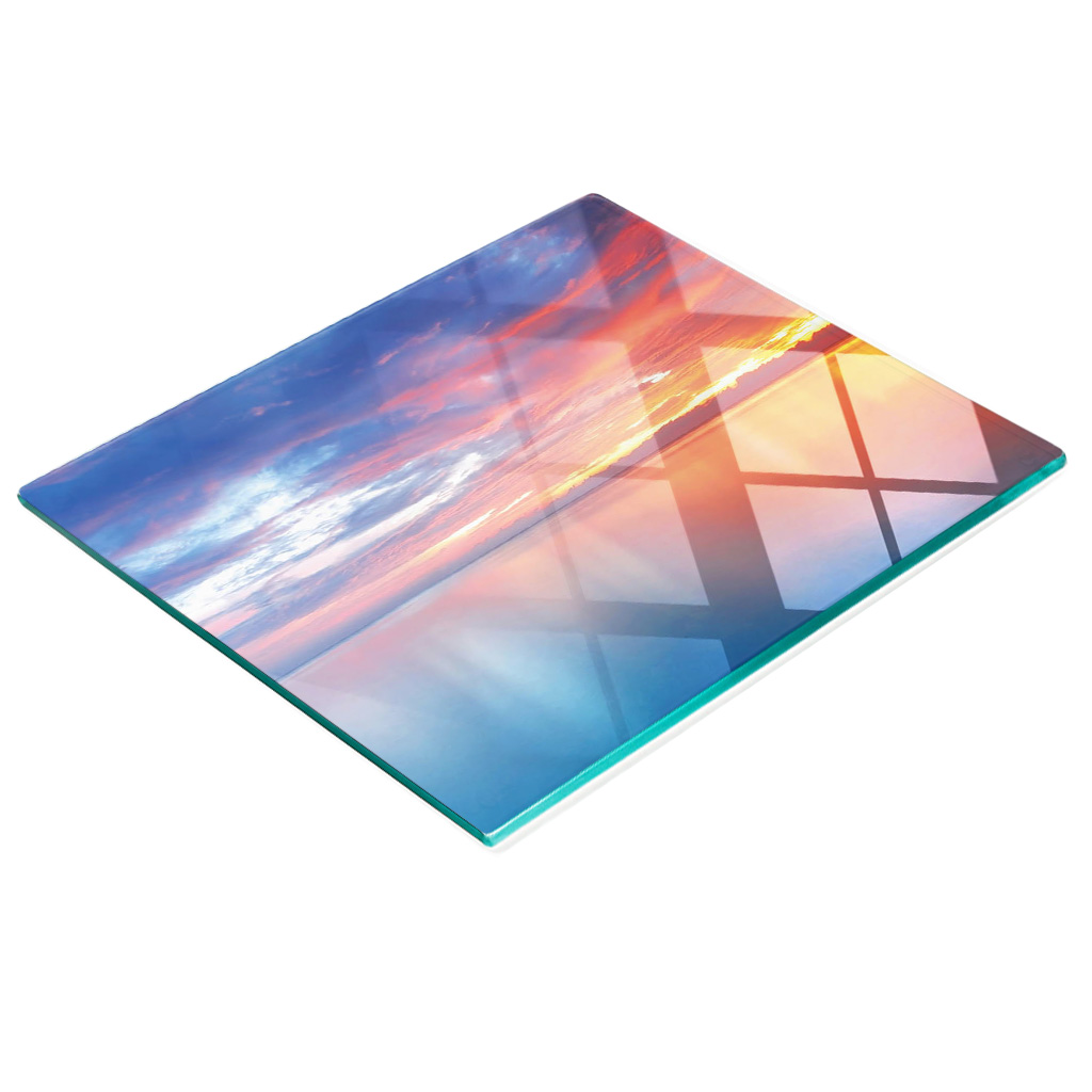 Dekoratives Servierbrett Aus Glas Für Snacks, Sonnenuntergang, 60 X 52 Cm